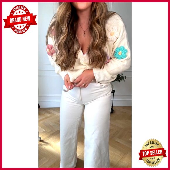 Floral Print Cardigan Long Sleeve Button Up Lightweight Sweater - Picture 5 of 7